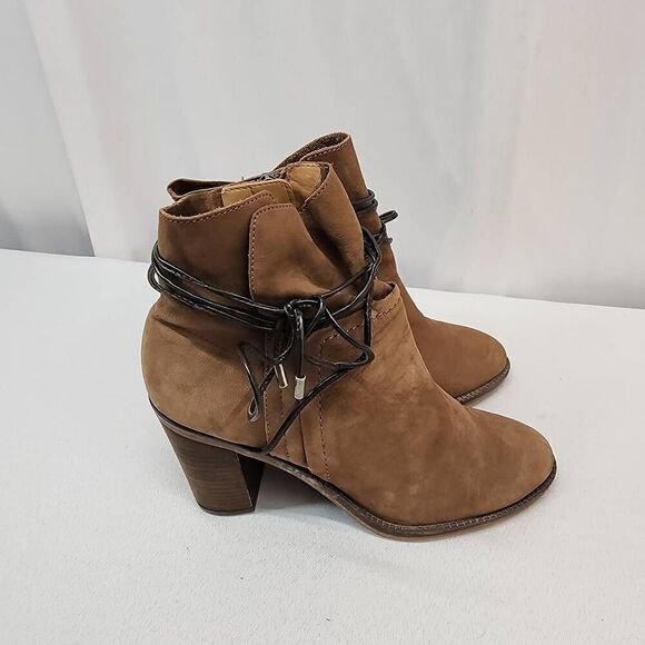 Franco Sarto Women's Size 7.5M Edaline Brown Leather Wrap Around Ankle Booties B - Picture 4 of 13